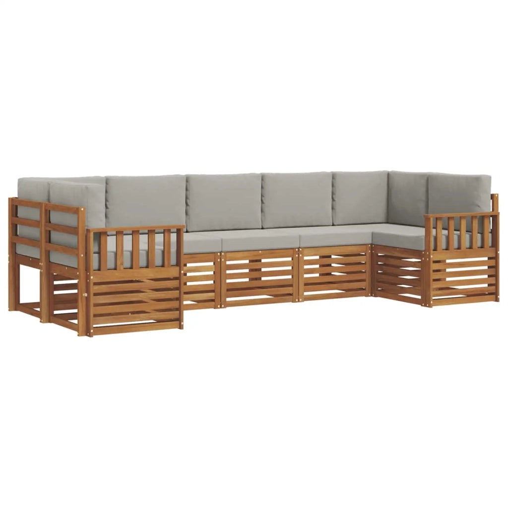 Set divano sezionale con cuscino 7 pcs Grigio Naturale e Chiaro