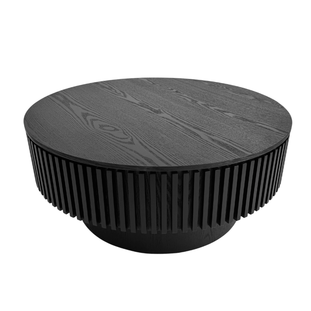 Tavolino da caffè con contenitore nascosto in MDF e legno nero