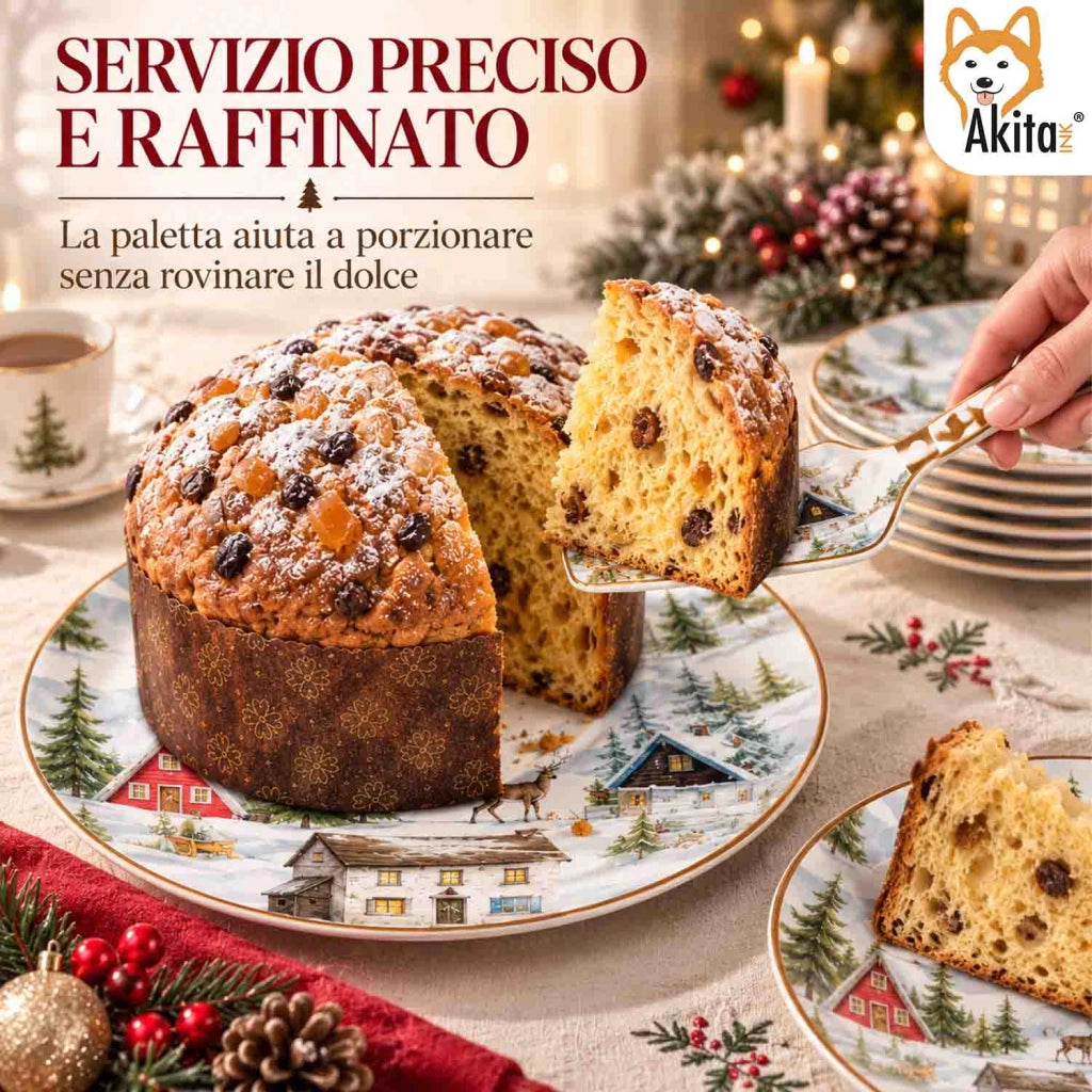 Akitaink Piatto Panettone Christmas Land 30 cm Paletta Porcellana