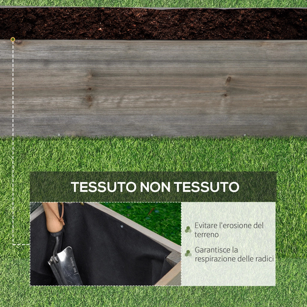 Fioriera Rettangolare in Legno con Ruote ¨C zephmum ¨C 96x30.6x30 cm Grigio