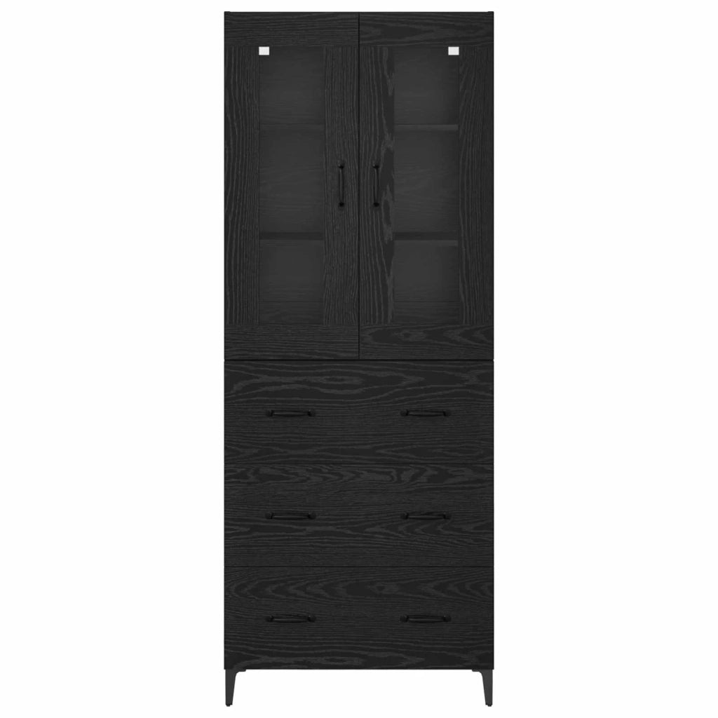 Credenza Rovere Nero 69,5 x 34 x 180 cm Legno multistrato