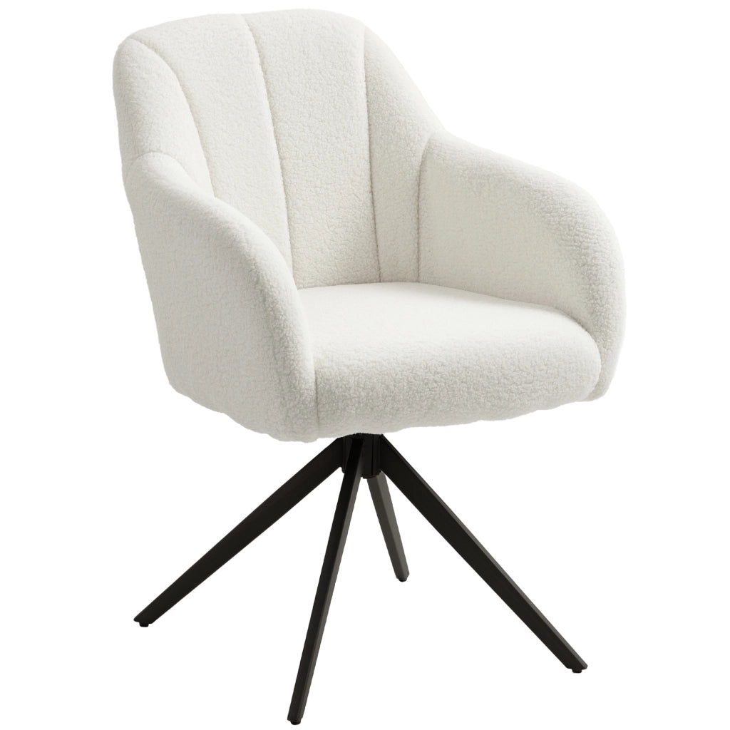 Poltrona girevole effetto teddy capitonn¨¦ ¨C Xylo ¨C tessuto effetto polaire bianco