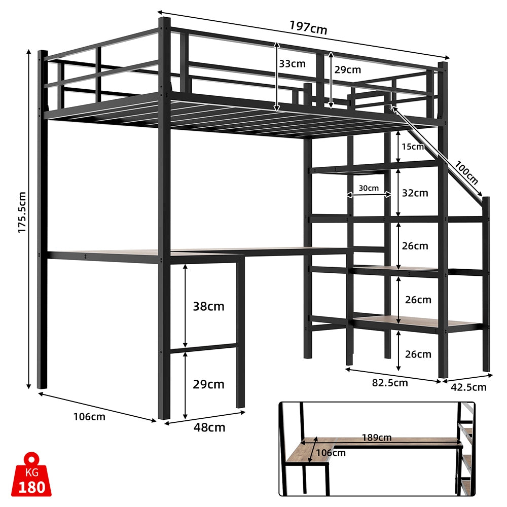 Letto a castello - Xylo - 90x200 cm scrivania L contenitori