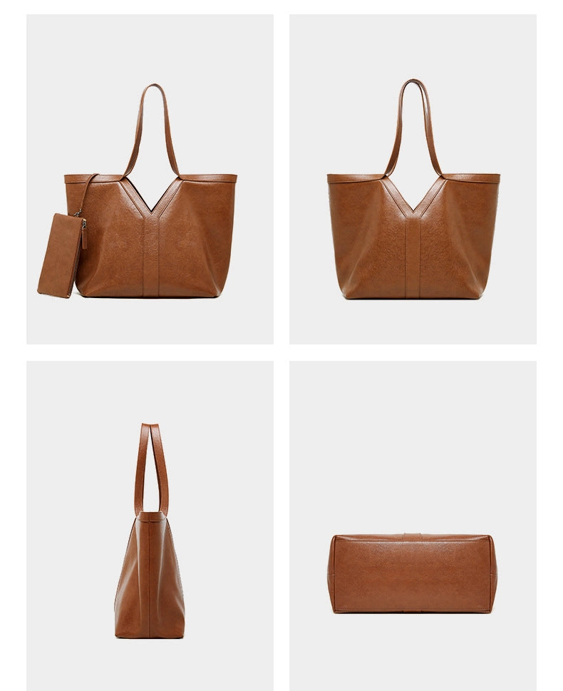 Borsa a tracolla da donna in vera pelle marrone