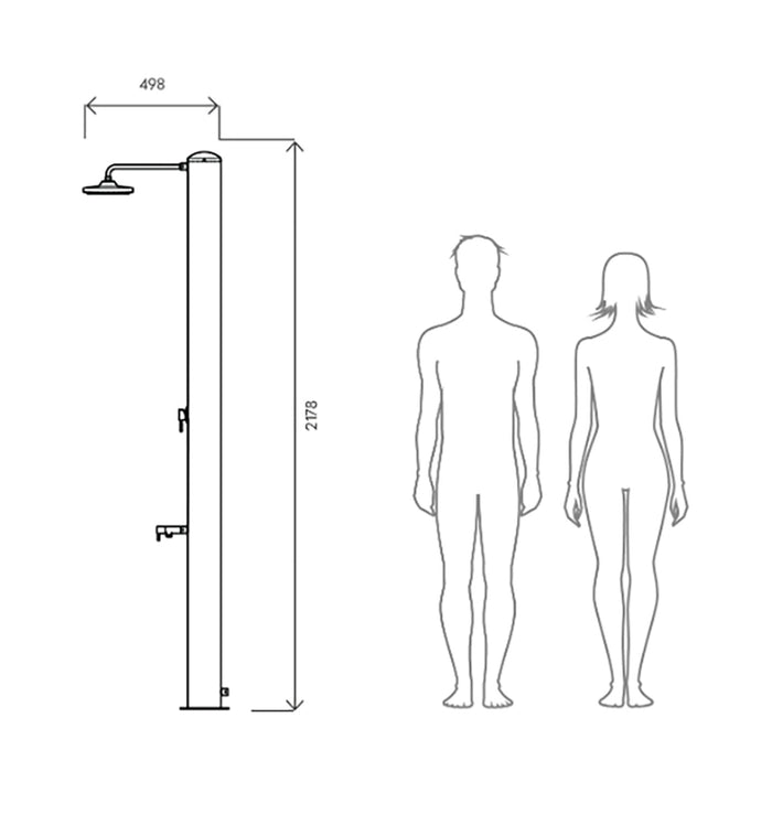 Doccia Solare da Giardino 28L Miscelatore e Lavapiedi Tevere B Bianco Perla