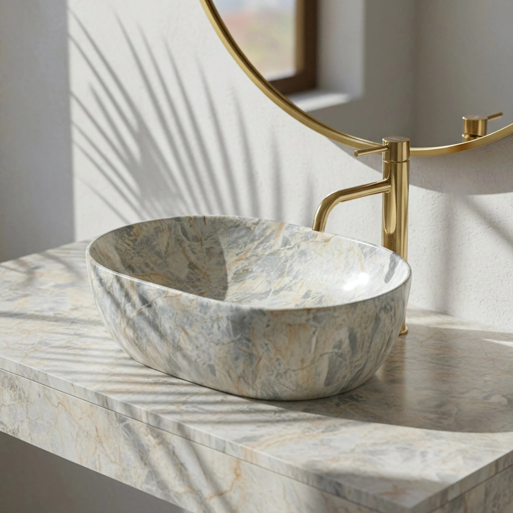 Lavabo Da Appoggio Rea Amelia Ruststone 48