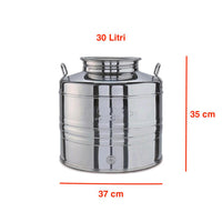 Contenitore Bidone Fusto In Acciaio Inox per Olio 30 Litri con Rubinetto