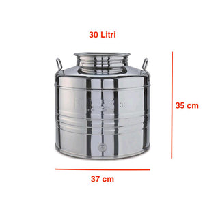 Contenitore Bidone Fusto In Acciaio Inox per Olio 30 Litri con Rubinetto