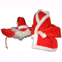 Completo Babbo Natale Velluto Pantaloni + Cintura + Giacca + Barba + Cappello F4615