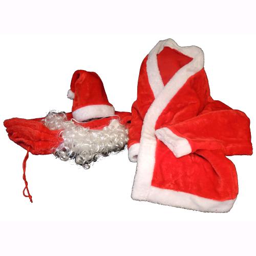 Completo Babbo Natale Velluto Pantaloni + Cintura + Giacca + Barba + Cappello F4615