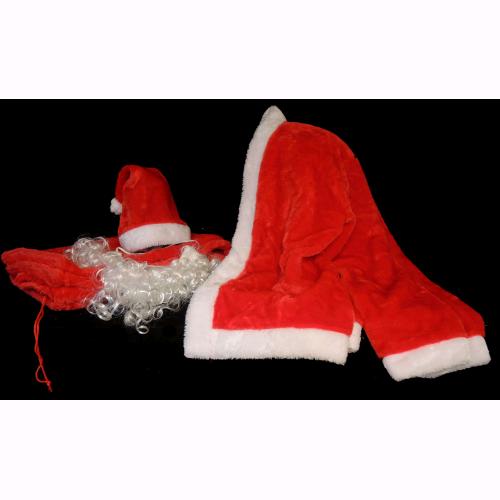 Completo Babbo Natale Velluto Pantaloni + Cintura + Giacca + Barba + Cappello F4615