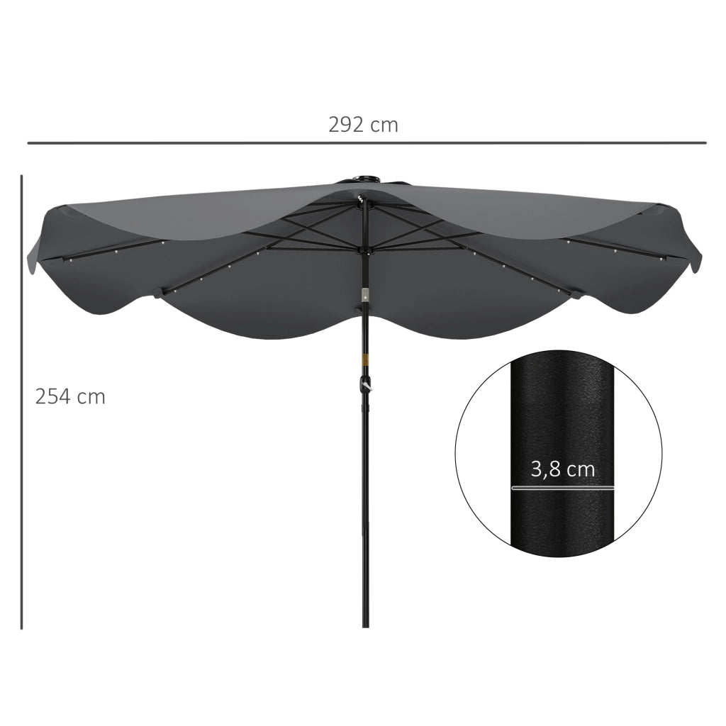 Ombrellone da giardino con luci LED solari ¨C zephmum ¨C grigio ?292x254 cm