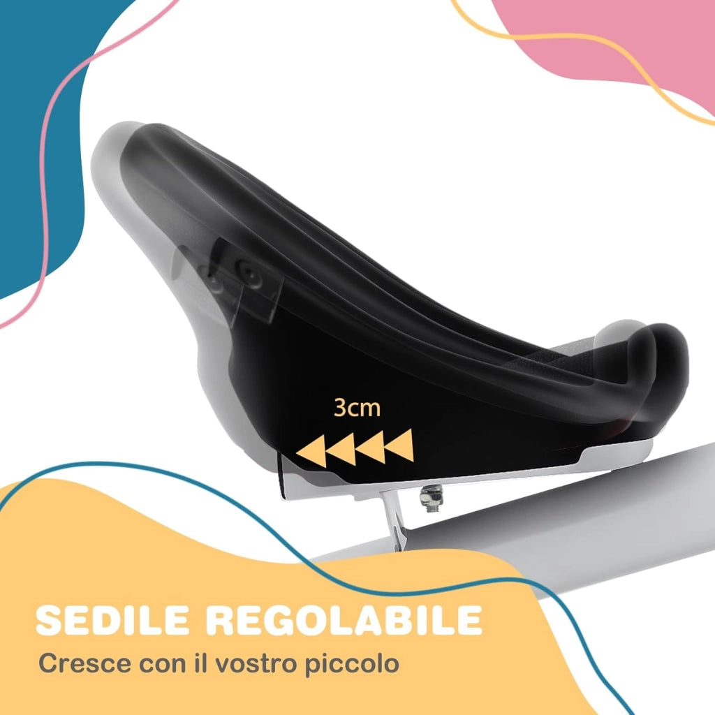 Triciclo per Bambini, Trike con Sede Regolabile Cestini Anteriori e Posteriori, Bicicletta a 3 Ruote con Telaio in Ferro Carbonioso di Alta Resistenza, per Bambini 1,5-5 Anni (Bianco)