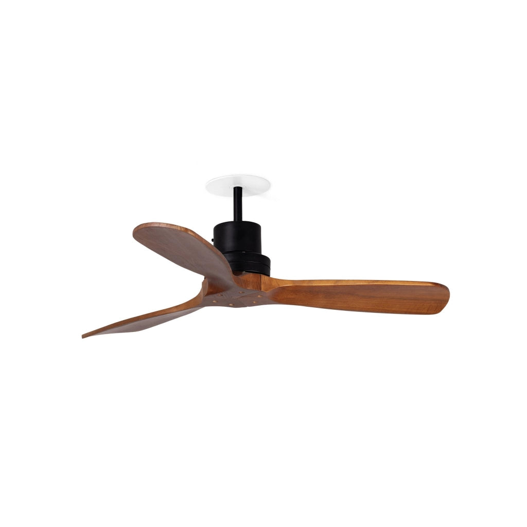 FARO Ventilatore a soffitto Mini Lantau DC recess Ø1070 pale in legno finitura noce struttura in metallo colore nero 6 velocita funzione inversa compatibile TUYA per soffitti inclinati FARO-3351
