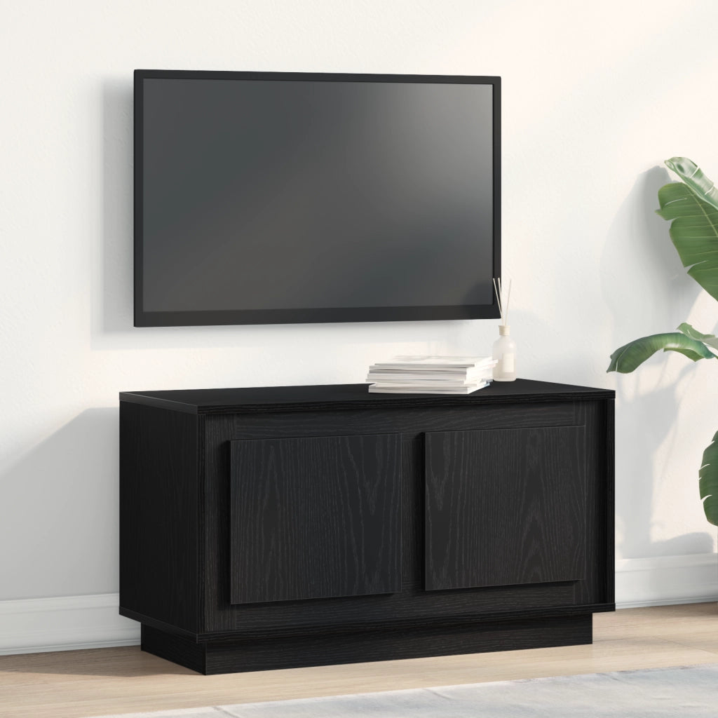 Mobile TV  Nero Rovere 80x35x45 cm Legno Ingegnerizzato