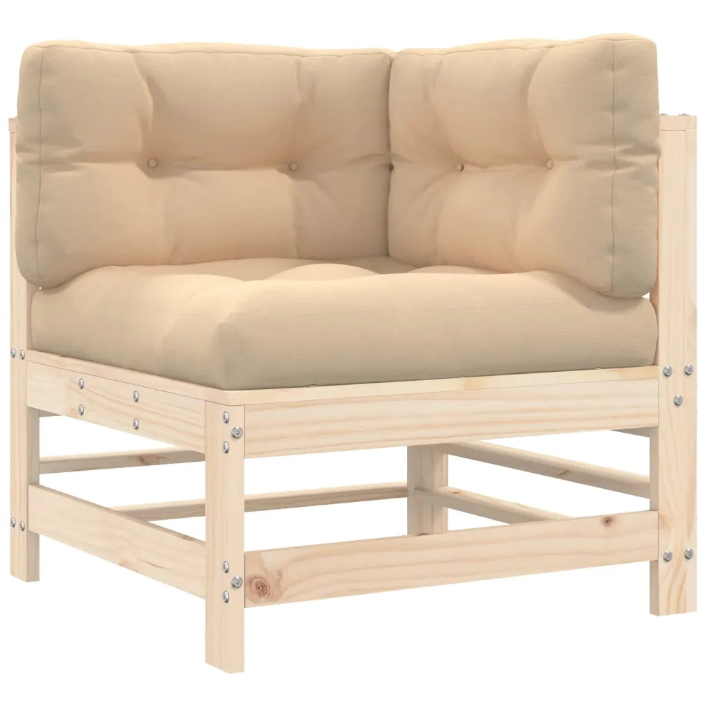 Set Divani da Giardino 3 pz con Cuscini in Legno Massello