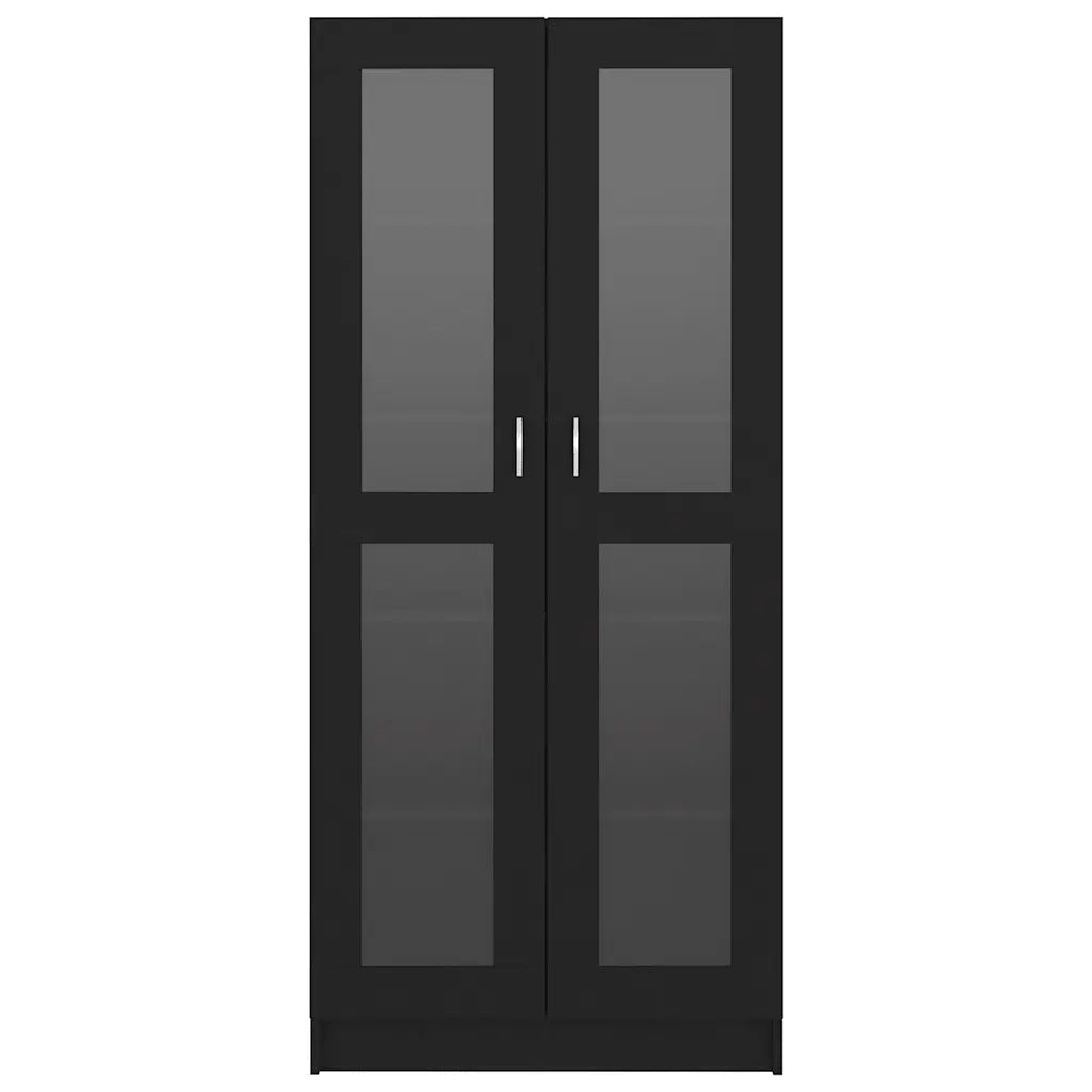 Armadietto con Vetrina Nero 82,5x30,5x185,5 cm in Truciolato