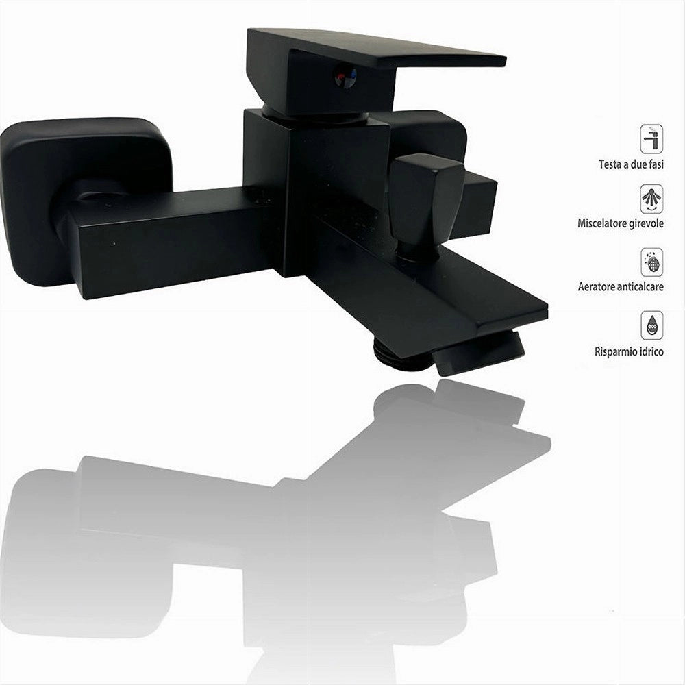 Trade Shop - Rubinetto Bagno Ultra Moderno Miscelatore Orientabile Per Vasca Nero Opaco 87209 -