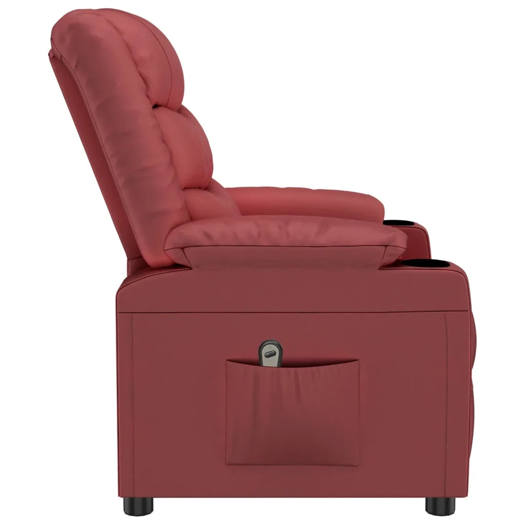 Poltrona Reclinabile Elettrica Rosso Vino in Similpelle