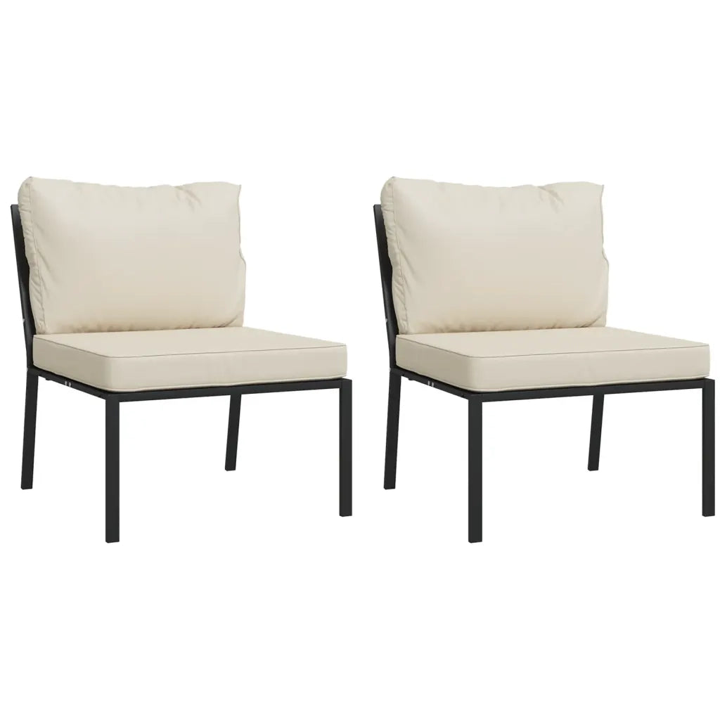 Sedia da patio-Sedie da Giardino con Cuscini Sabbia 2pz 60x74x79 cm Acciaio