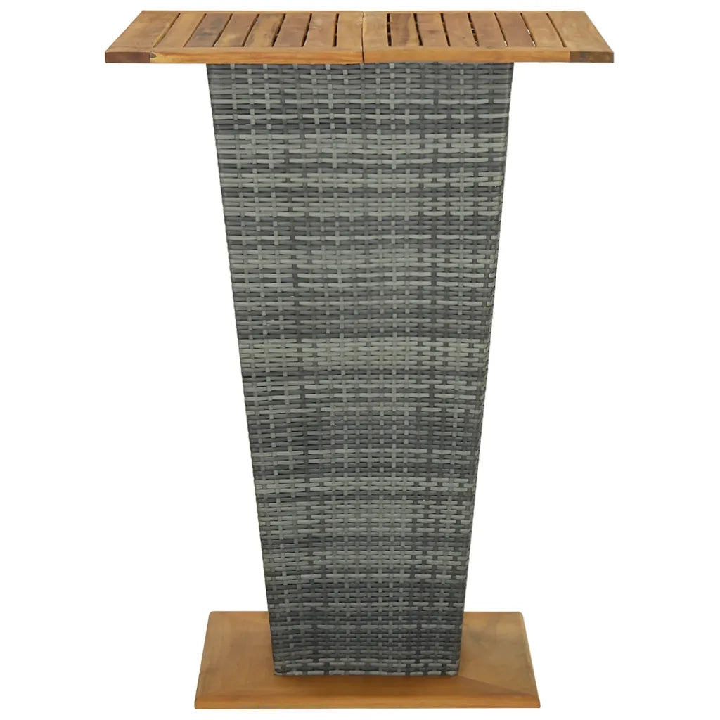 Tavolino da TÃ¨ Grigio 80x80x110 cm Polyrattan e Massello Acacia cod mxl 34180