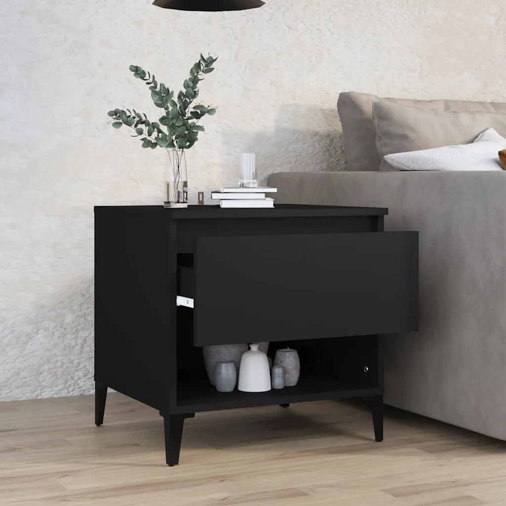 Tavolino | Tavolo laterale Nero 50x46x50 cm in Legno Multistrato