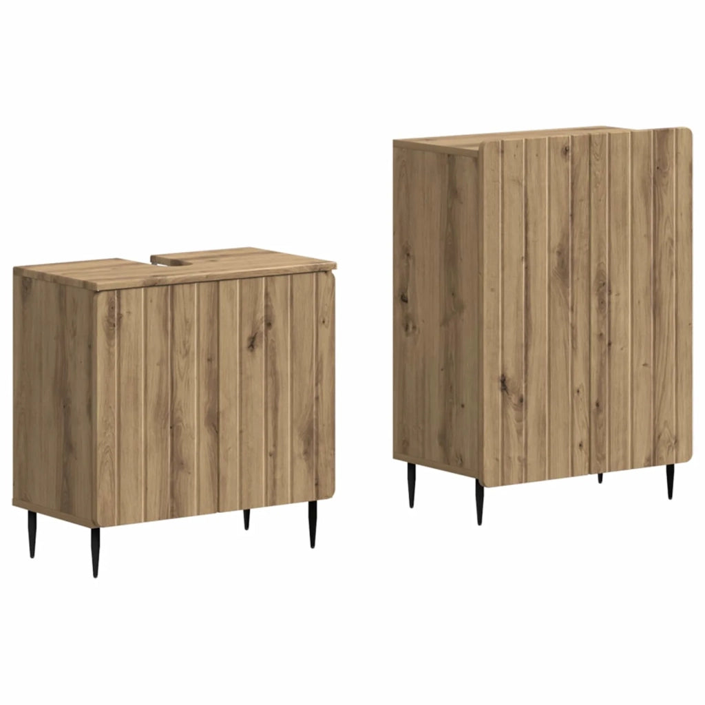 Set di Armadi da Bagno da 2 Pezzi ZWOLLE Rovere Artigianale 3417602