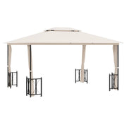 Gazebo | Pergolato con Teli Laterali e Doppio Tetto 3x4 m Crema