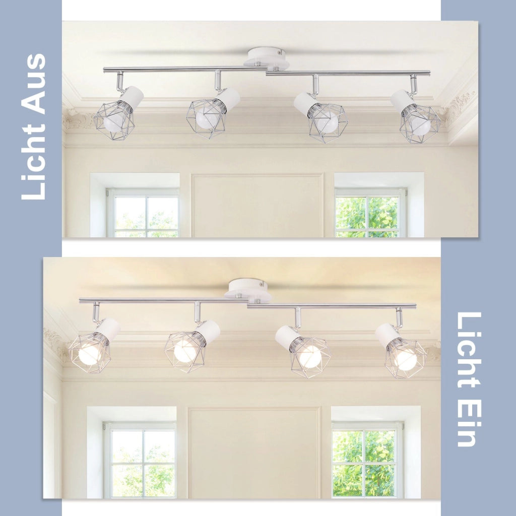 ZMH Faretto da soffitto bianco retrò industriale metallo orientabili 350° attacco E14 soggiorno cameretta