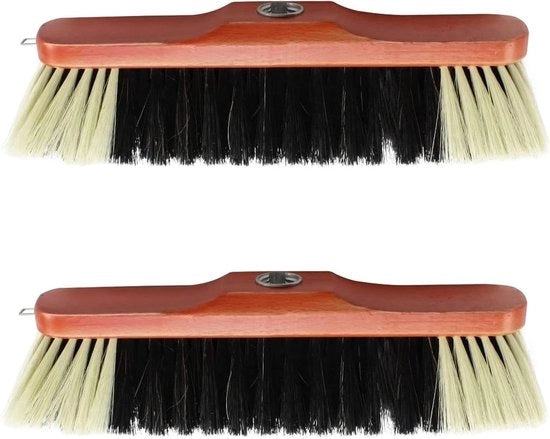 Aspirapolvere a due pale per pavimento senza filo con vite e setole di crine di cavallo - setole di crine di cavallo in legno di betulla - circa 30 cm - Set di 2 aspirapolvere con vite