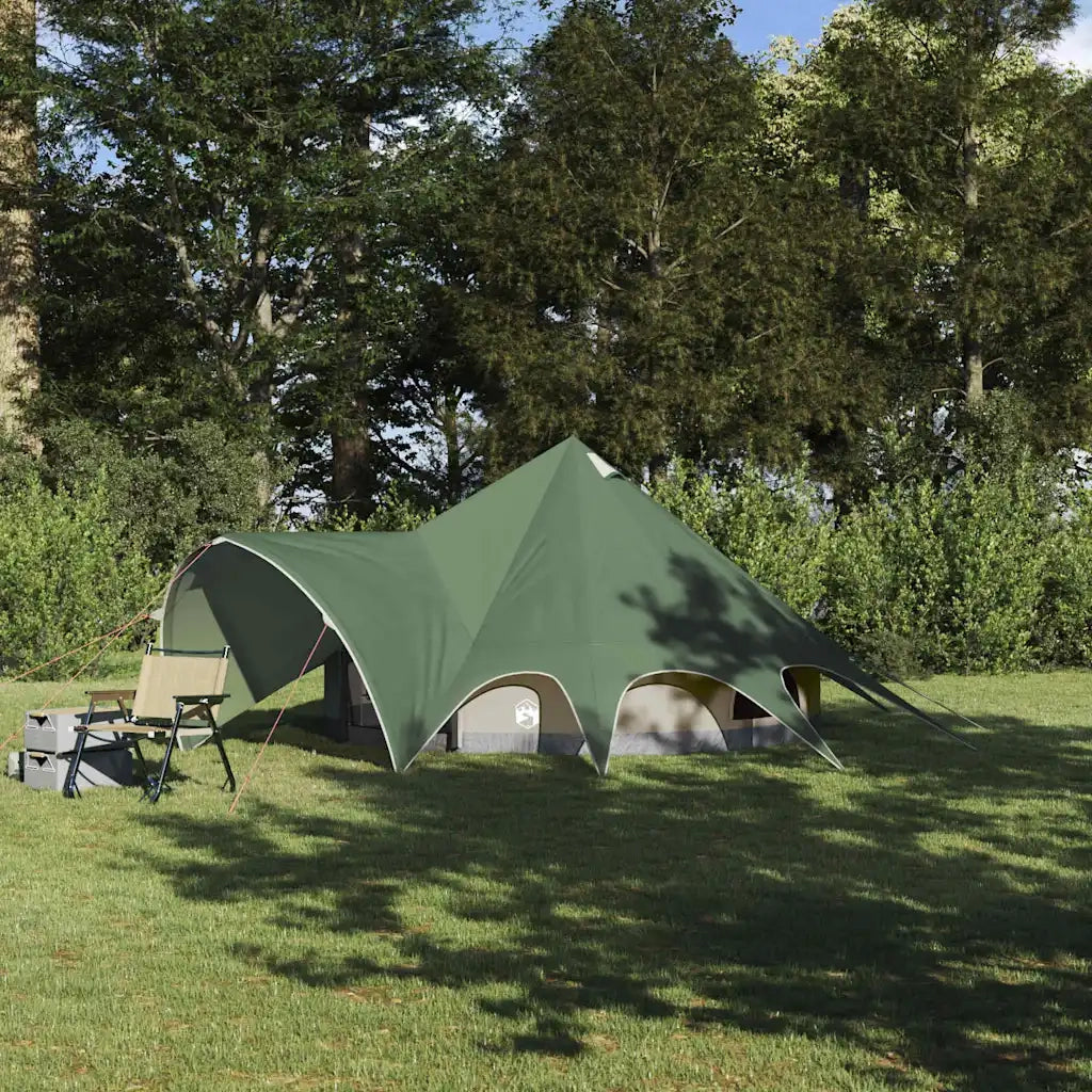 Tenda Teepee per 3 persone-Tenda da campeggio Verde e Grigio 312 x 312 x 197 cm
