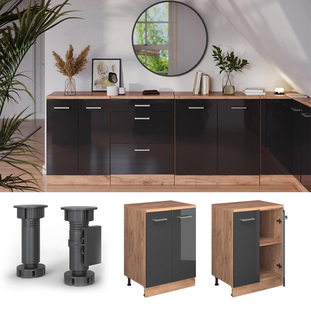 Mobile per mansarda Rion Antracite lucido/Rovere dorato 60 x 83.8 cm senza inclinazione con 2 ante Vicco