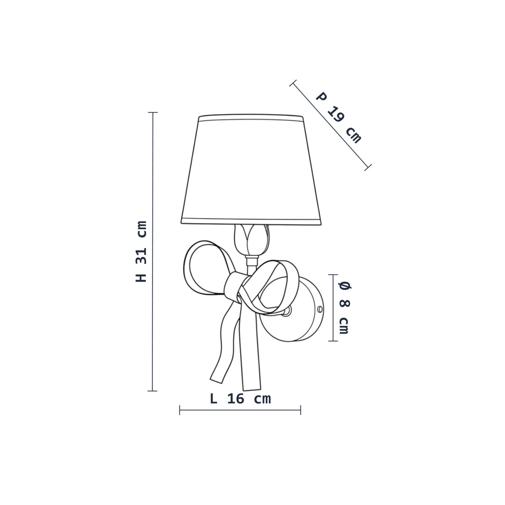 Applique Shabby Chic Lucy Bianco 1 Luce Paralume Tortora