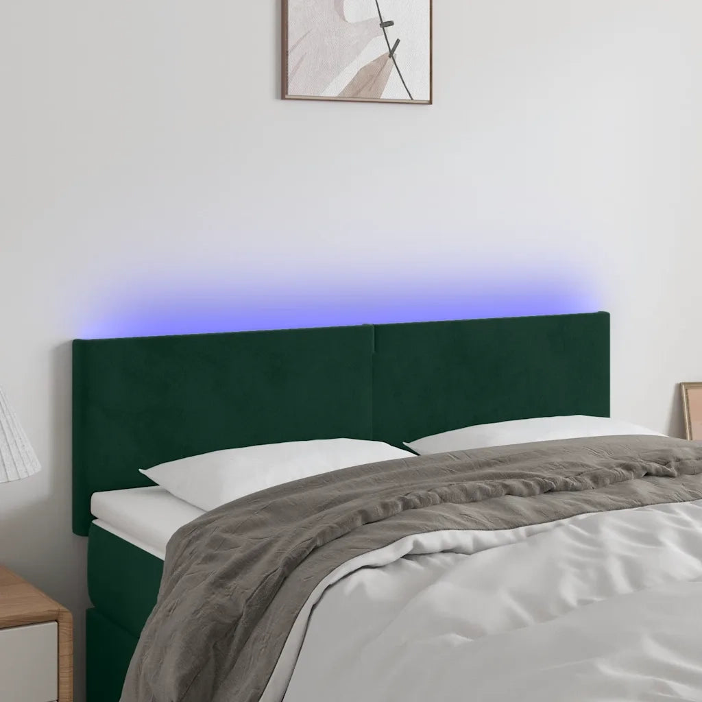 Testiera a LED Verde Scuro 144x5x78/88 cm in Velluto