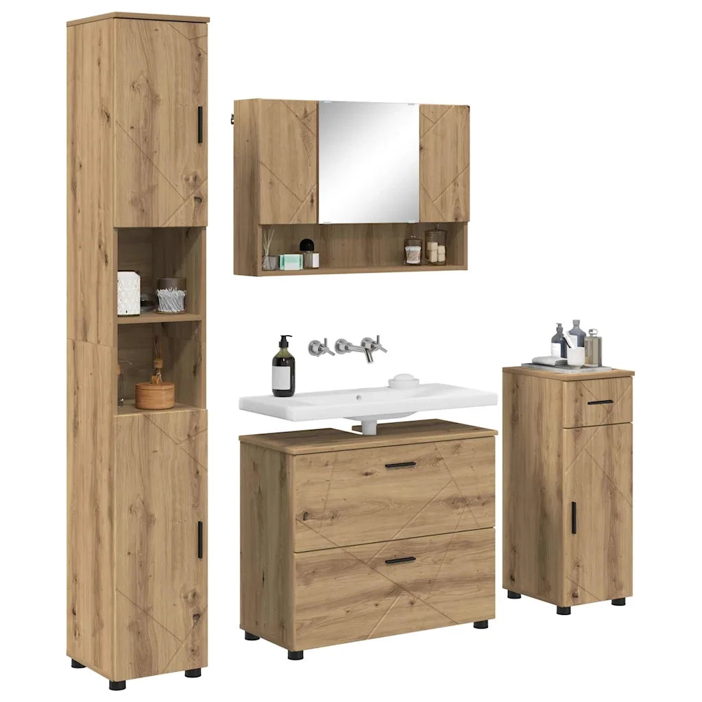 vidaXL Set di mobili per il bagno con porta 4 pcs rovere artigianale