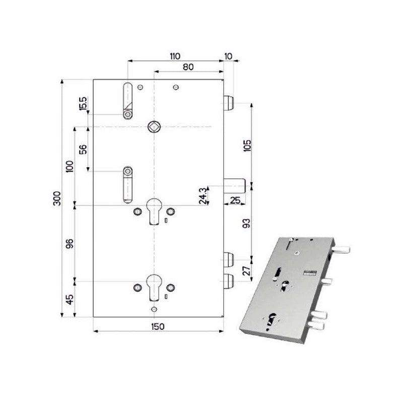 Serratura Sic.Triplice Dx 89F30 Mottura