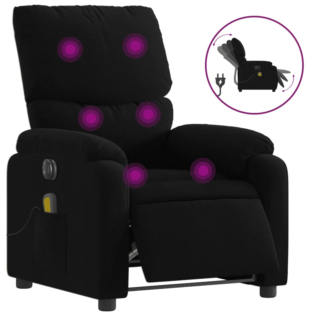 Poltrona Massaggiante Reclinabile Elettrica Nera in Tessutocod mxl 85283