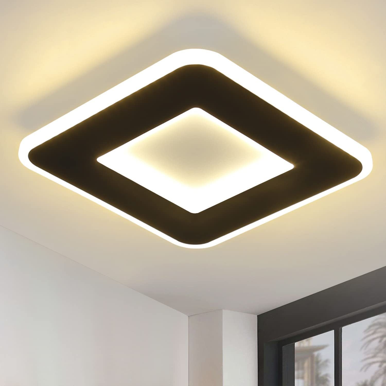 ZMH Lampada da soffitto LED bianca e nera per corridoio, 24 cm, per soggiorno