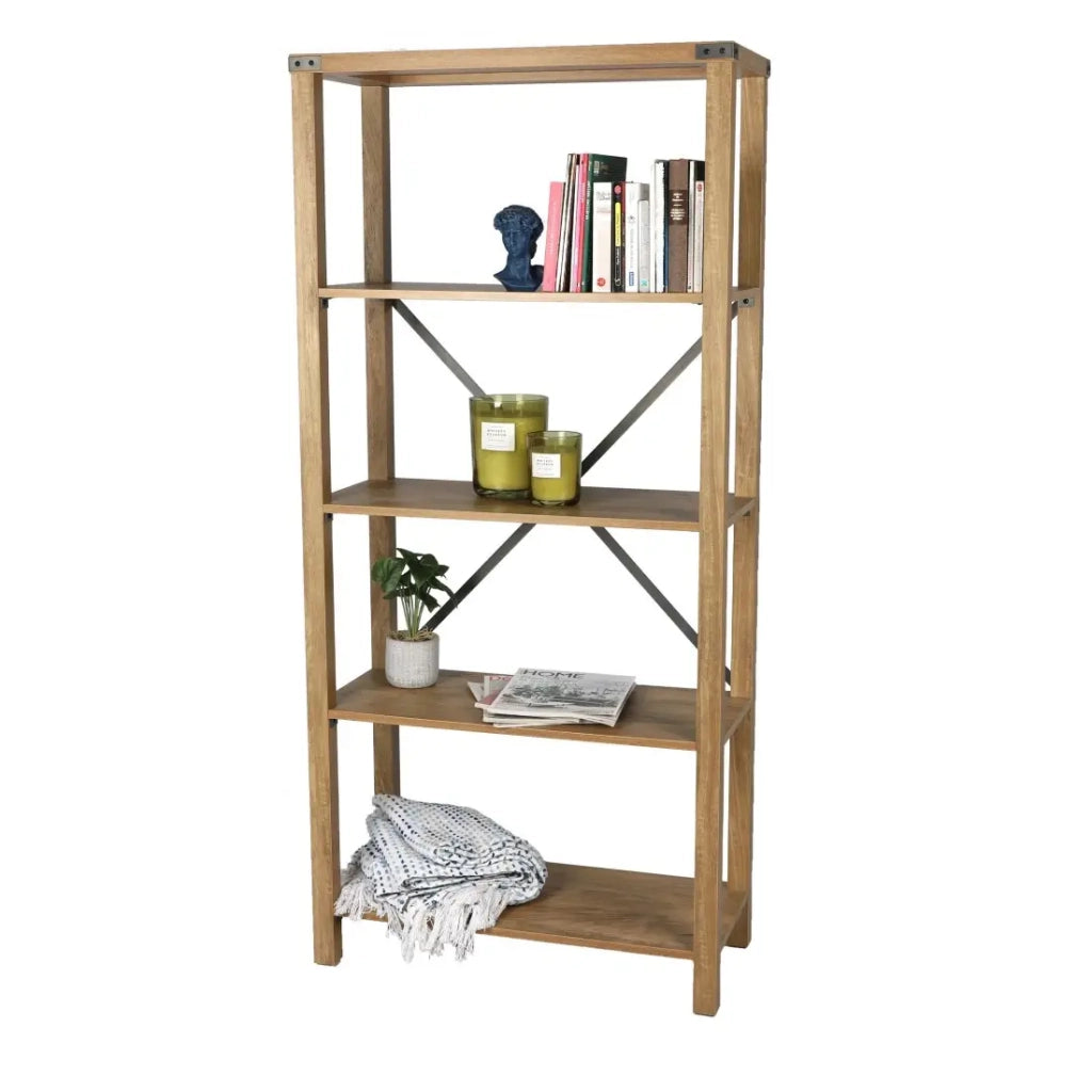 Biblioteca da scrivania con croci in metallo collezione BELVINA – Dimensioni 76x35x163 cm