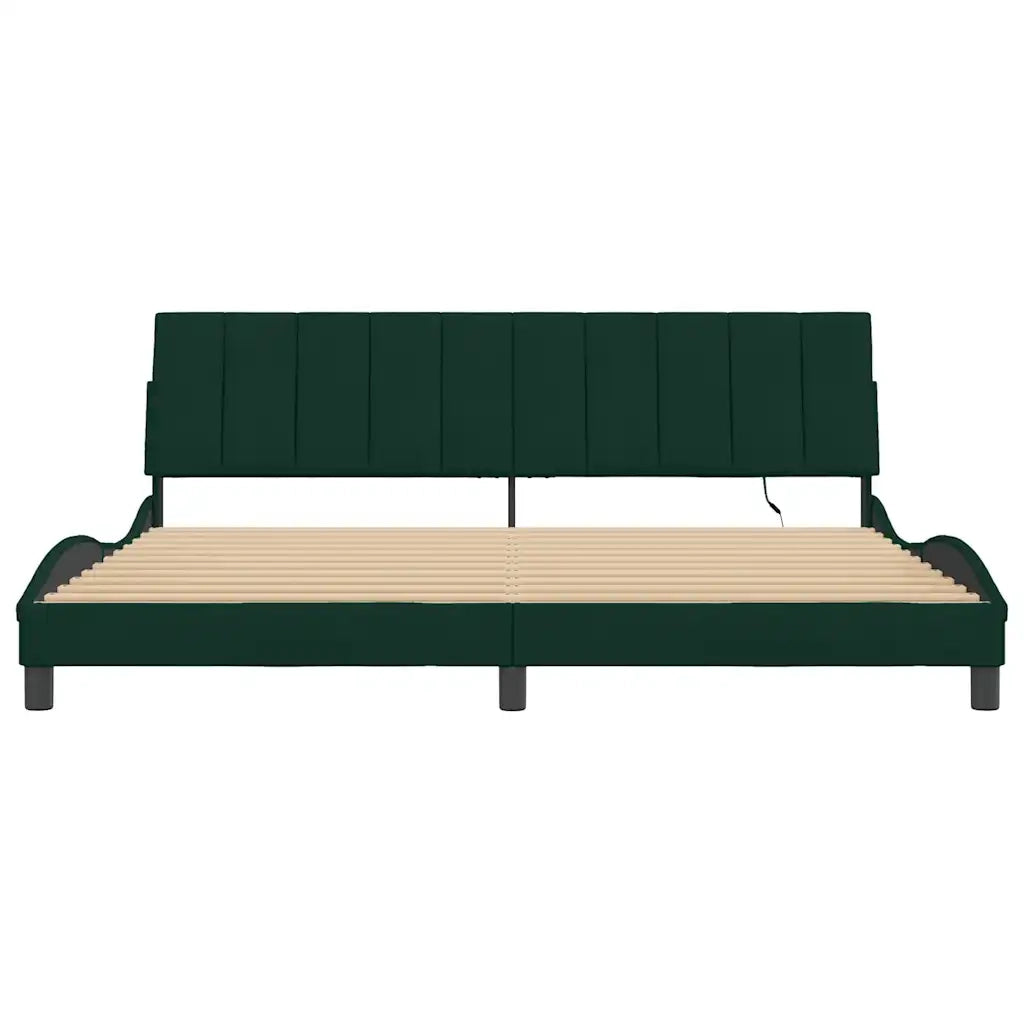 Giroletto con Luci LED Verde Scuro 200x200 cm in Velluto