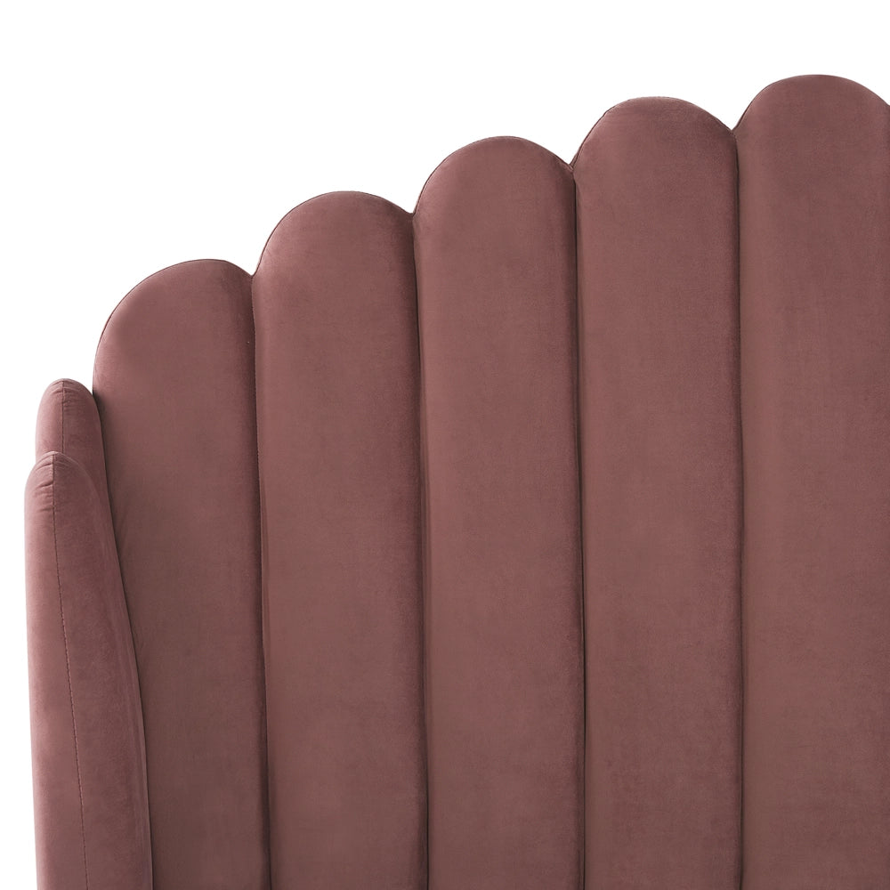 Letto con rete in velluto rosa 160 x 200 cm gambe in metallo testata retro capitonné