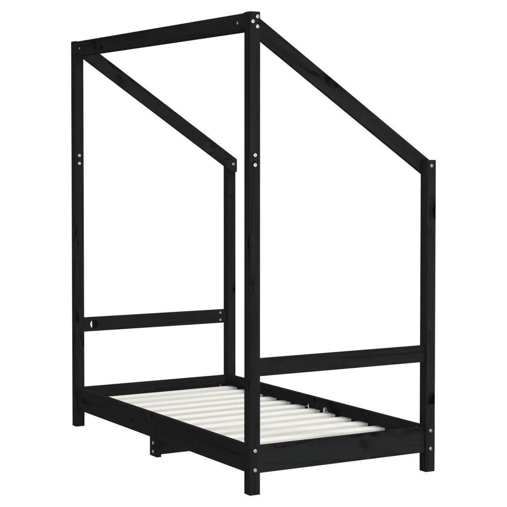 Giroletto per Bambini Nero 2x(70x140) cm Legno Massello di Pino 3200594