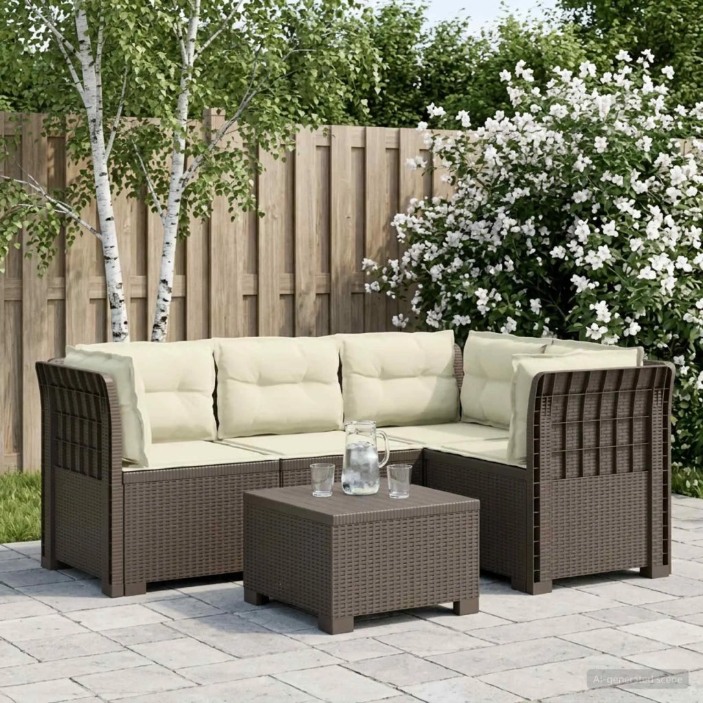 Divano da Giardino 4 Posti con Cuscini Aspetto Rattan PP 3443990