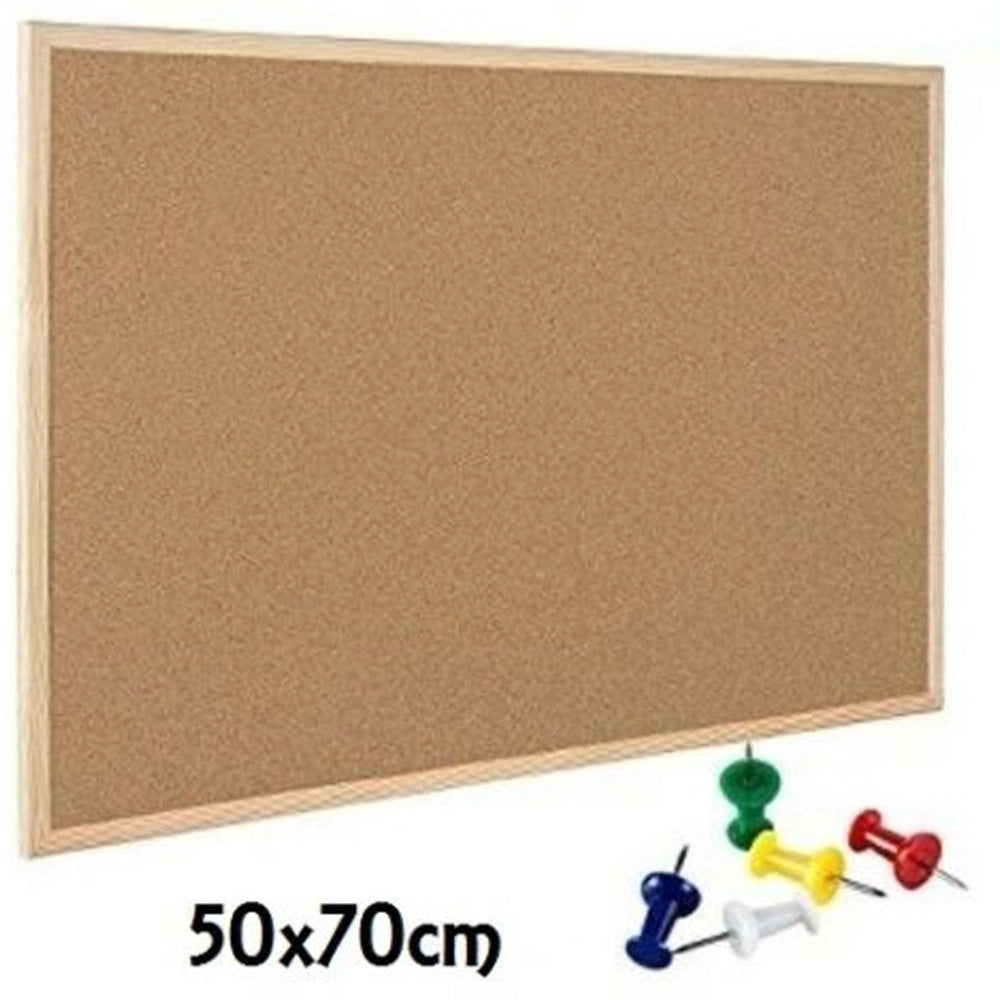 Trade Shop - Lavagna Bacheca In Sughero Con Cornice In Legno 50x70cm Appunti Foto + Spilli -