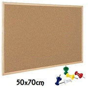 Trade Shop - Lavagna Bacheca In Sughero Con Cornice In Legno 50x70cm Appunti Foto + Spilli -