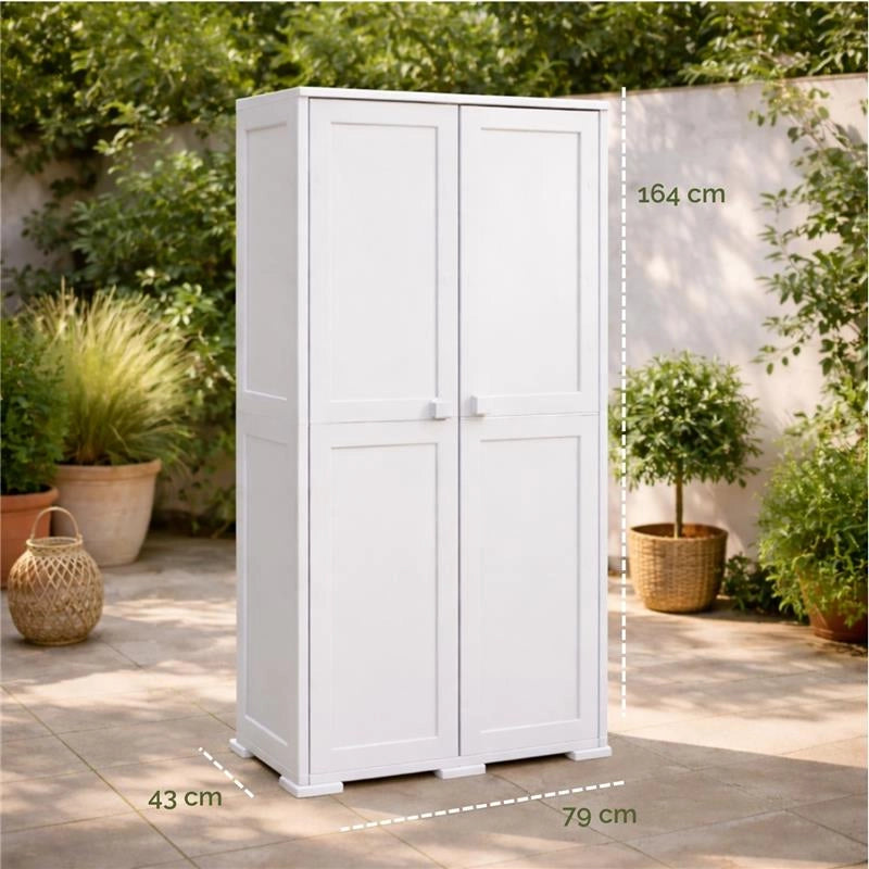 ARMADIO 2 ANTE PANNA 79X43X164 CM CON 2 MODULI E 2 RIPIANI – MOBILE ALTO ORGANIZZAZIONE CASA PER INGRESSO E LAVANDERIA