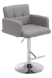 Sgabello Los Angeles in tessuto grigio,cromo