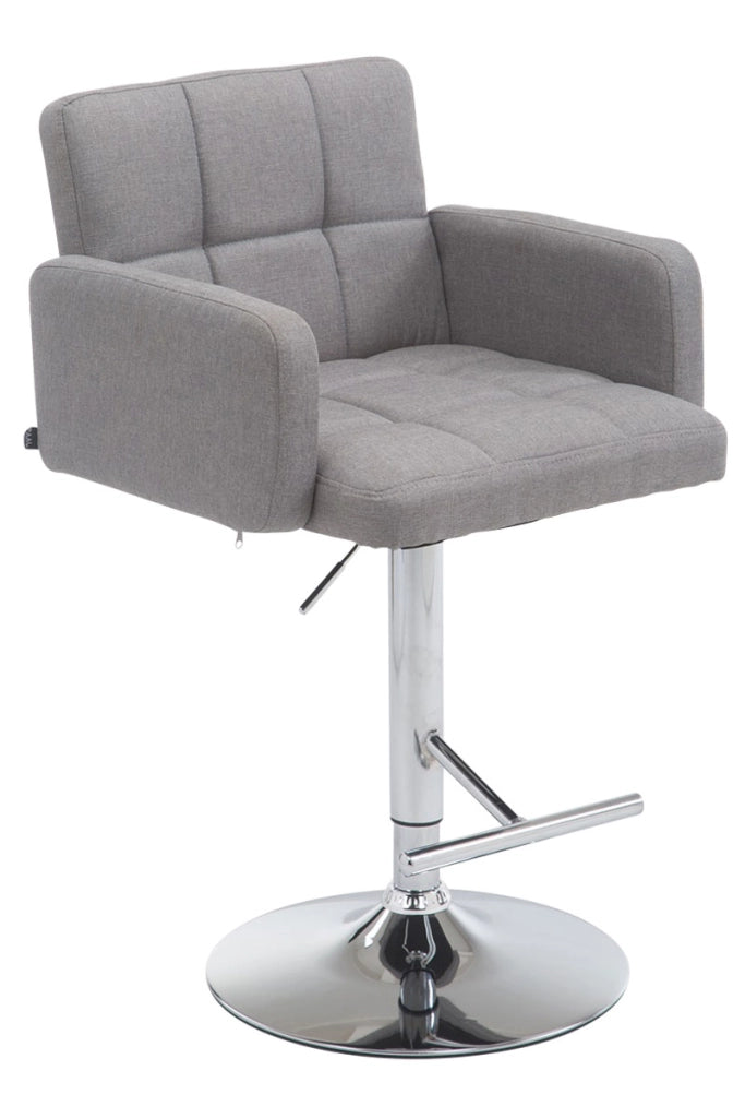 Sgabello Los Angeles in tessuto grigio,cromo