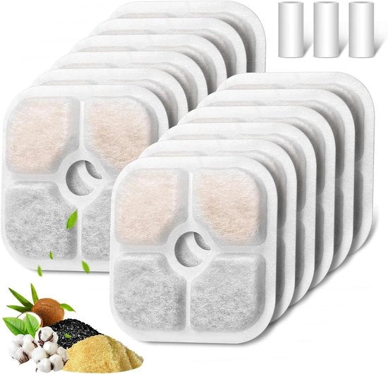 Filtro per Fontana per Gatti 12-Vie di Sostituzione - Compatibile con Fontana da 2L/2,5L per Gatti - Filtro a Carbonio Attivato a Tre Azioni - 3 Tubi