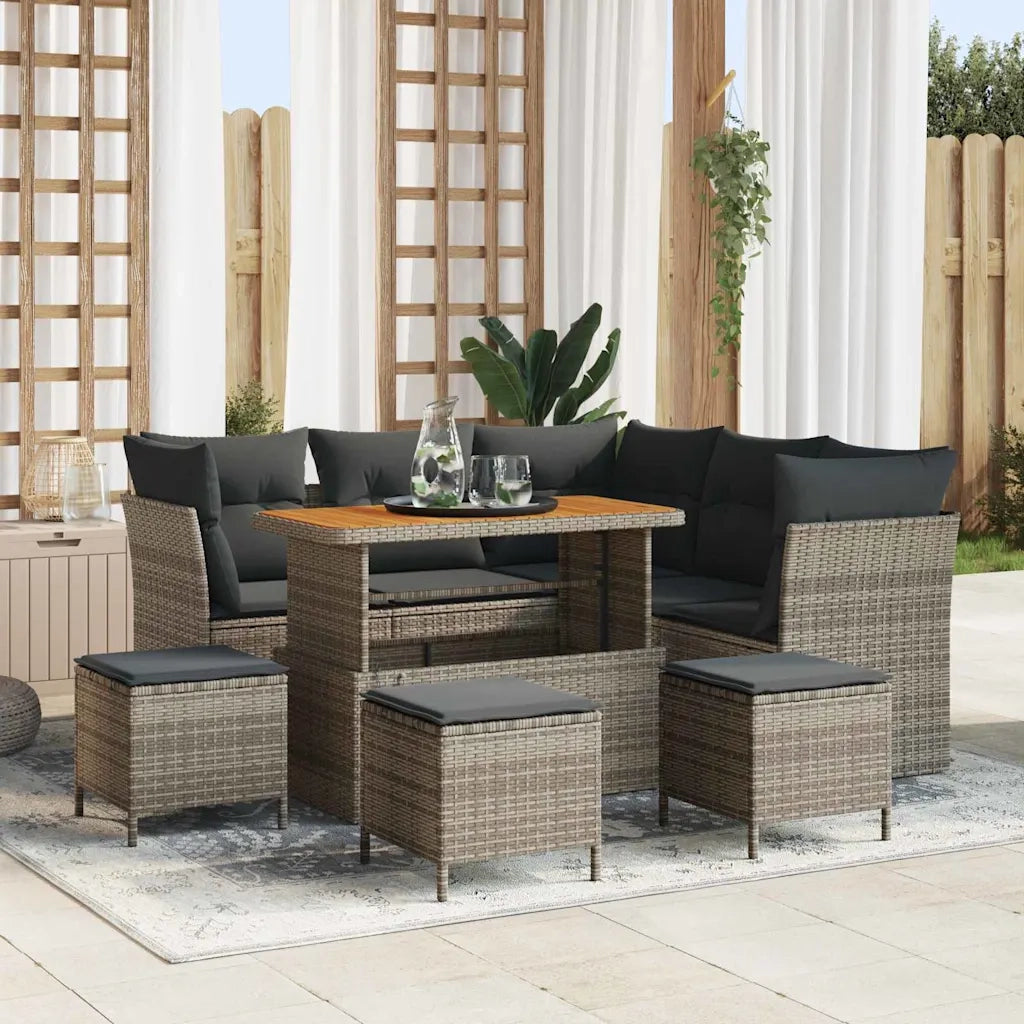 Set Divano da Giardino 9 pcs Grigio polyrattan 3361493